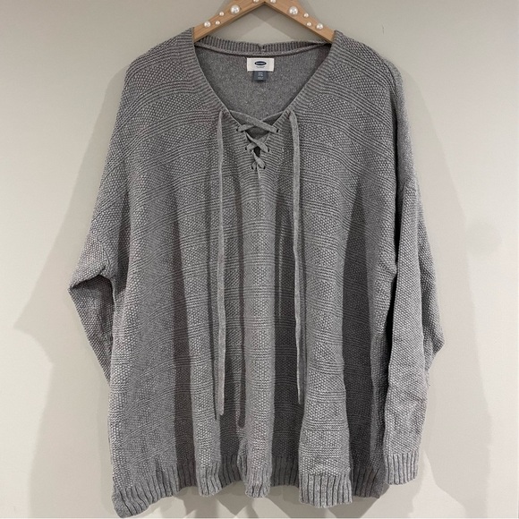 Old Navy Women’s Plus Size Lace Up Pullover Sweater - Neutral Gray, Size XXL - Picture 6 of 11